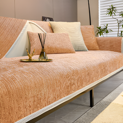 Striped Chenille Pet-Friendly Sofa Cover 27.6" × 27.6" up to 35.4" × 94.5" – Non-Slip Couch Protector for Pets & Families