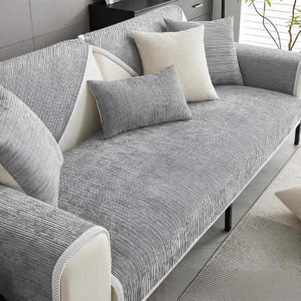 Striped Chenille Pet-Friendly Sofa Cover 27.6" × 27.6" up to 35.4" × 94.5" – Non-Slip Couch Protector for Pets & Families