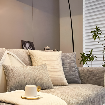 Striped Chenille Pet-Friendly Sofa Cover 27.6" × 27.6" up to 35.4" × 94.5" – Non-Slip Couch Protector for Pets & Families