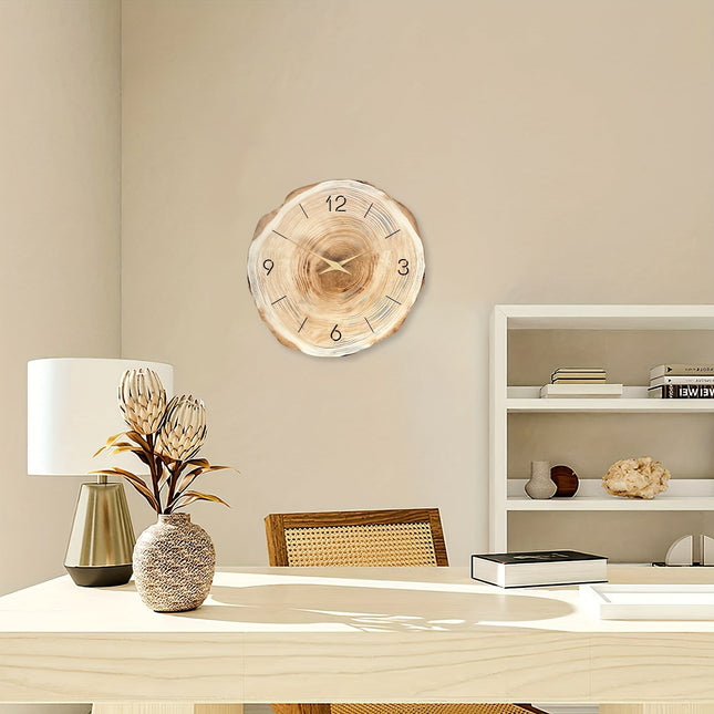 Silent Wooden Wall Clock 12" – Modern Natural Wood Texture for Home & Office Decor