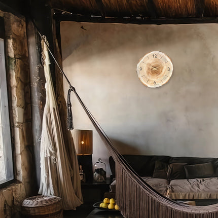 Silent Wooden Wall Clock 12" – Modern Natural Wood Texture for Home & Office Decor