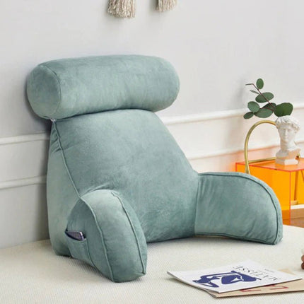 Ergonomic Reading Pillow with Armrests – Cozy Bed & Couch Backrest Cushion