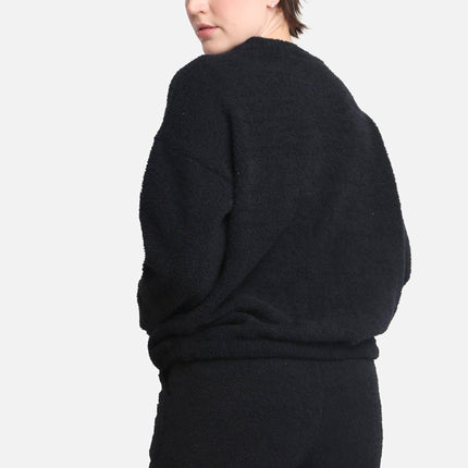 Women’s Soft Loungewear Sweater with Drawstring Hem – Beige & Black