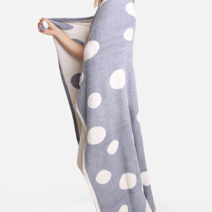 Polka Dot Luxe Fleece Throw Blanket – Soft & Cozy Microfiber Plaid in Blue or Coffee Brown (130x150 cm)