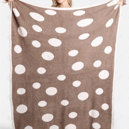 Polka Dot Luxe Fleece Throw Blanket – Soft & Cozy Microfiber Plaid in Blue or Coffee Brown (130x150 cm)