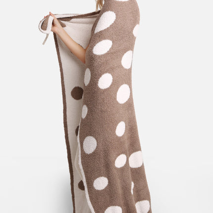 Polka Dot Luxe Fleece Throw Blanket – Soft & Cozy Microfiber Plaid in Blue or Coffee Brown (130x150 cm)