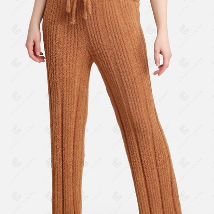 Luxe Ribbed Lounge Pants with Adjustable Drawstring – Ultra-Soft Microfiber Comfort Fit