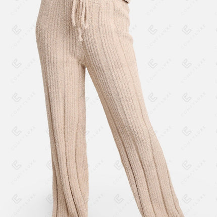 Luxe Ribbed Lounge Pants with Adjustable Drawstring – Ultra-Soft Microfiber Comfort Fit