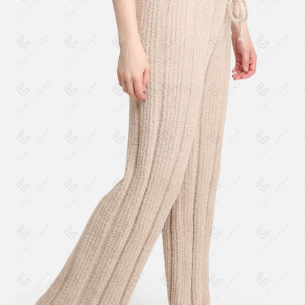 Luxe Ribbed Lounge Pants with Adjustable Drawstring – Ultra-Soft Microfiber Comfort Fit