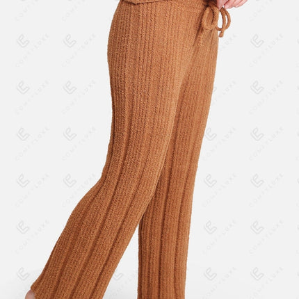 Luxe Ribbed Lounge Pants with Adjustable Drawstring – Ultra-Soft Microfiber Comfort Fit
