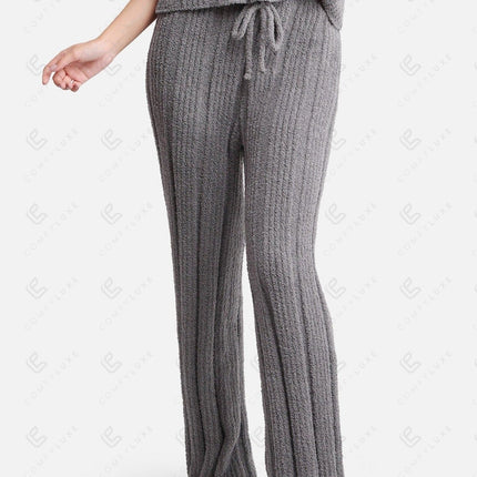 Luxe Ribbed Lounge Pants with Adjustable Drawstring – Ultra-Soft Microfiber Comfort Fit