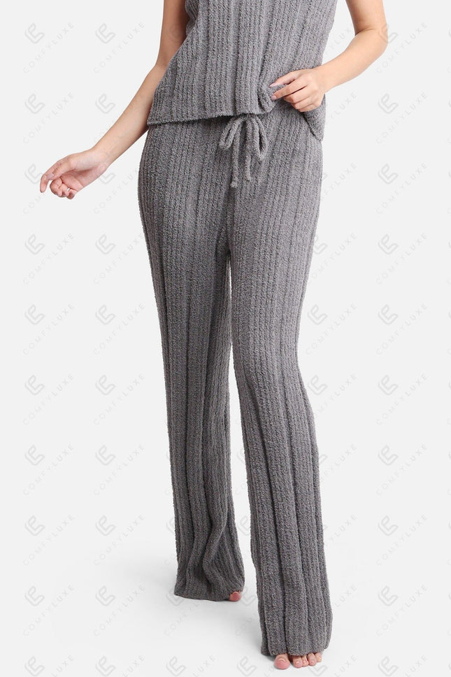 Luxe Ribbed Lounge Pants with Adjustable Drawstring – Ultra-Soft Microfiber Comfort Fit