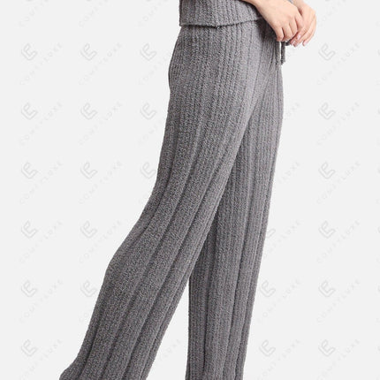 Luxe Ribbed Lounge Pants with Adjustable Drawstring – Ultra-Soft Microfiber Comfort Fit