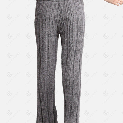 Luxe Ribbed Lounge Pants with Adjustable Drawstring – Ultra-Soft Microfiber Comfort Fit