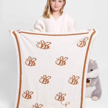 Kids Bee Print Microfiber Throw Blanket – Soft & Cozy 29” x 35” for Toddler Bedding & Nursery Décor