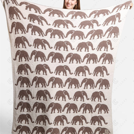 Elephant Print Luxury Soft Fleece Throw Blanket Microfiber Plush