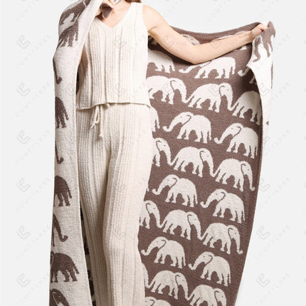 Elephant Print Luxury Soft Fleece Throw Blanket Microfiber Plush