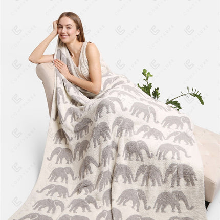 Elephant Print Luxury Soft Fleece Throw Blanket Microfiber Plush