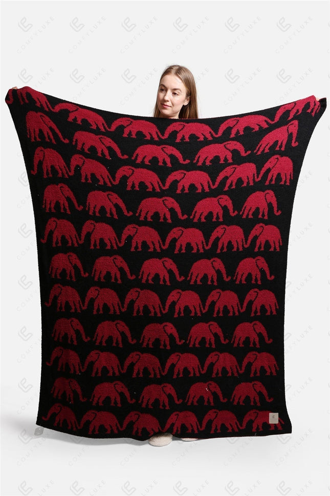 Elephant Print Luxury Soft Fleece Throw Blanket Microfiber Plush