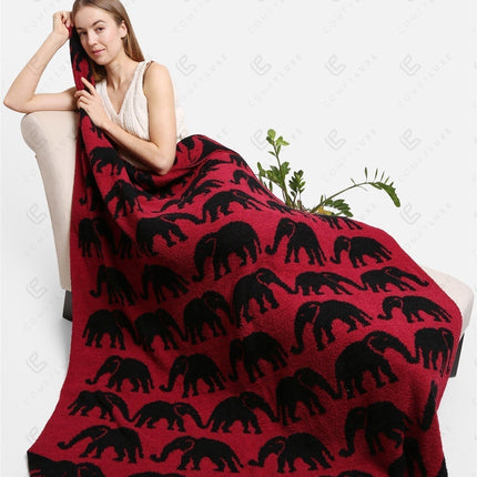 Elephant Print Luxury Soft Fleece Throw Blanket Microfiber Plush