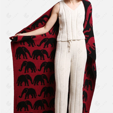 Elephant Print Luxury Soft Fleece Throw Blanket Microfiber Plush