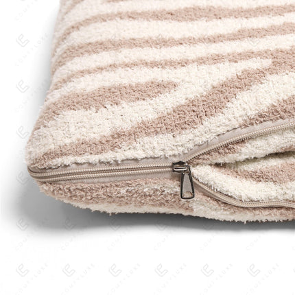 Zebra Print 2-in-1 Throw Blanket & Pillow – Ultra-Soft Microfiber, Beige Safari Design