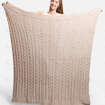 Chunky Cable Knit Fleece Throw Blanket – Soft & Cozy 50X55 Inch Home Decor Plaid
