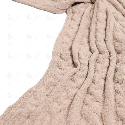 Chunky Cable Knit Fleece Throw Blanket – Soft & Cozy 50X55 Inch Home Decor Plaid