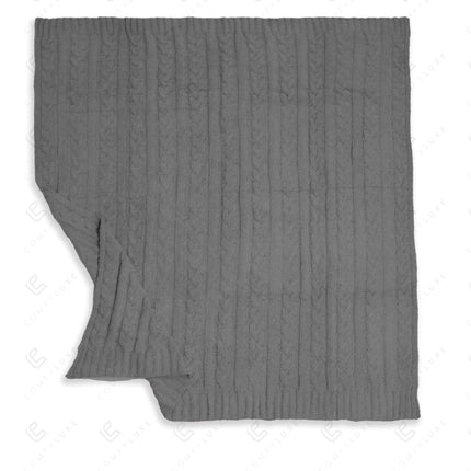 Chunky Cable Knit Fleece Throw Blanket – Soft & Cozy 50X55 Inch Home Decor Plaid