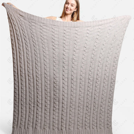 Chunky Cable Knit Fleece Throw Blanket – Soft & Cozy 50X55 Inch Home Decor Plaid