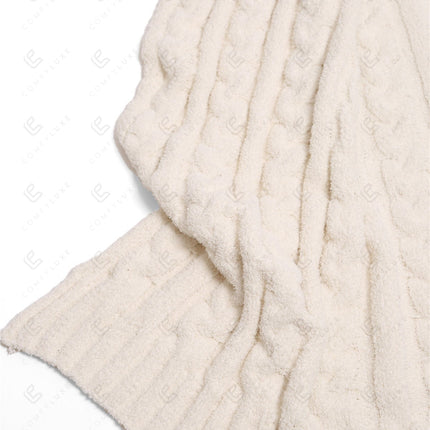 Chunky Cable Knit Fleece Throw Blanket – Soft & Cozy 50X55 Inch Home Decor Plaid