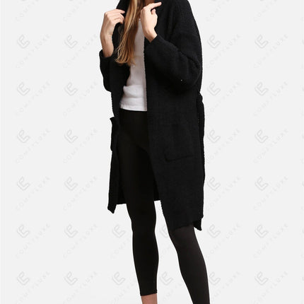 Luxurious Hooded Microfiber Bathrobe – Ultra-Soft, Lightweight Spa Robe with Front Pockets & Adjustable Belt