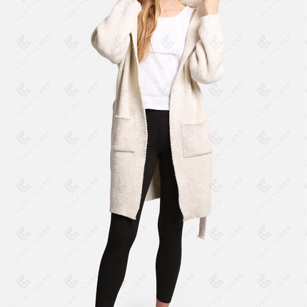 Luxurious Hooded Microfiber Bathrobe – Ultra-Soft, Lightweight Spa Robe with Front Pockets & Adjustable Belt