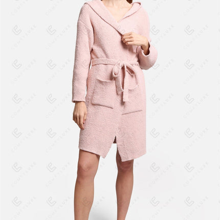 Luxurious Hooded Microfiber Bathrobe – Ultra-Soft, Lightweight Spa Robe with Front Pockets & Adjustable Belt