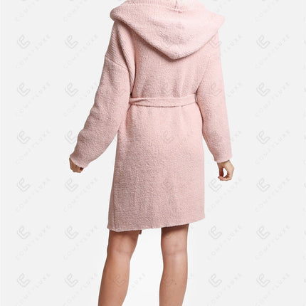 Luxurious Hooded Microfiber Bathrobe – Ultra-Soft, Lightweight Spa Robe with Front Pockets & Adjustable Belt