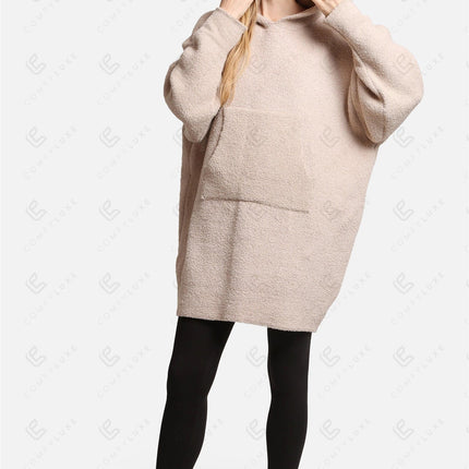 Oversized Sherpa Fleece Wearable Blanket Hoodie – Ultra-Soft Cozy Hoodie with Kangaroo Pocket & Hood for Ultimate Comfort