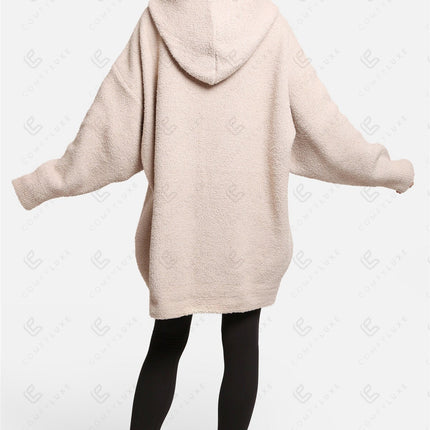 Oversized Sherpa Fleece Wearable Blanket Hoodie – Ultra-Soft Cozy Hoodie with Kangaroo Pocket & Hood for Ultimate Comfort