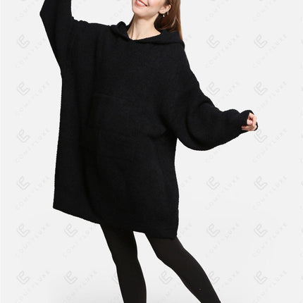 Oversized Sherpa Fleece Wearable Blanket Hoodie – Ultra-Soft Cozy Hoodie with Kangaroo Pocket & Hood for Ultimate Comfort