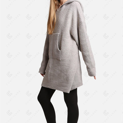 Oversized Sherpa Fleece Wearable Blanket Hoodie – Ultra-Soft Cozy Hoodie with Kangaroo Pocket & Hood for Ultimate Comfort