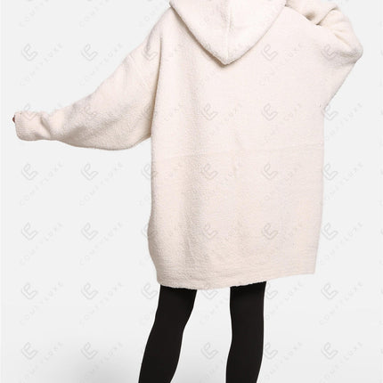 Oversized Sherpa Fleece Wearable Blanket Hoodie – Ultra-Soft Cozy Hoodie with Kangaroo Pocket & Hood for Ultimate Comfort