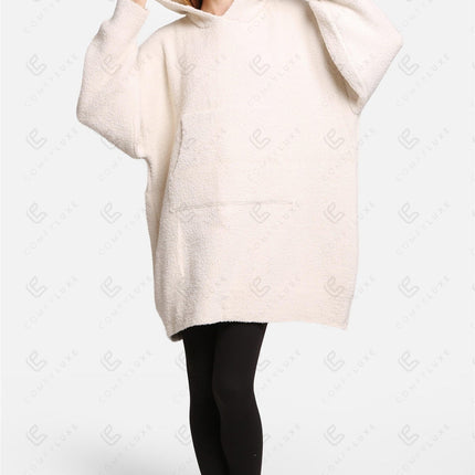 Oversized Sherpa Fleece Wearable Blanket Hoodie – Ultra-Soft Cozy Hoodie with Kangaroo Pocket & Hood for Ultimate Comfort