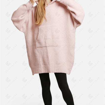 Oversized Sherpa Fleece Wearable Blanket Hoodie – Ultra-Soft Cozy Hoodie with Kangaroo Pocket & Hood for Ultimate Comfort