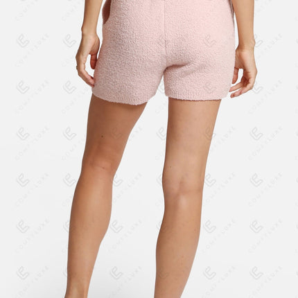 Smiley Print Women’s Lounge Shorts – Cozy Drawstring Loungewear with Pockets