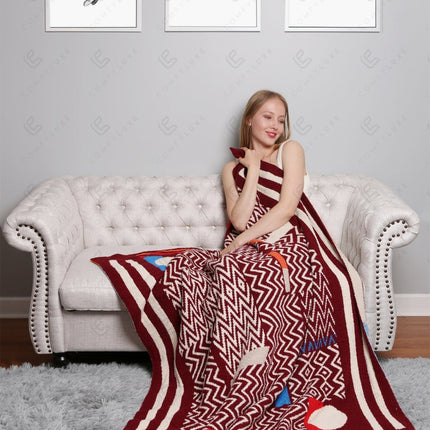 Ultra-Soft Geometric Fleece Throw Blanket 50×60 | 100% Polyester Microfiber, Warm Decorative Couch & Bed Throw