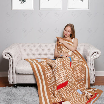 Ultra-Soft Geometric Fleece Throw Blanket 50×60 | 100% Polyester Microfiber, Warm Decorative Couch & Bed Throw