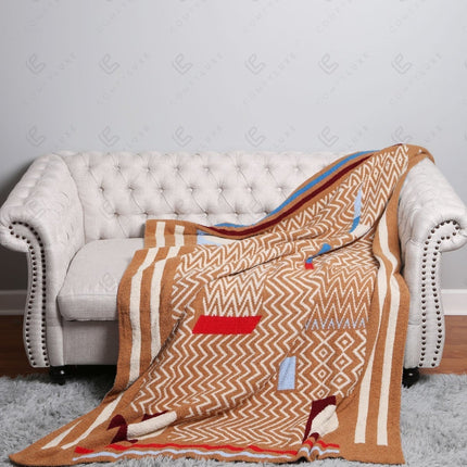 Ultra-Soft Geometric Fleece Throw Blanket 50×60 | 100% Polyester Microfiber, Warm Decorative Couch & Bed Throw