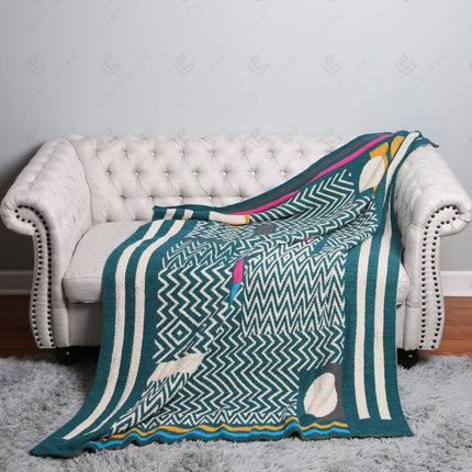 Ultra-Soft Geometric Fleece Throw Blanket 50×60 | 100% Polyester Microfiber, Warm Decorative Couch & Bed Throw
