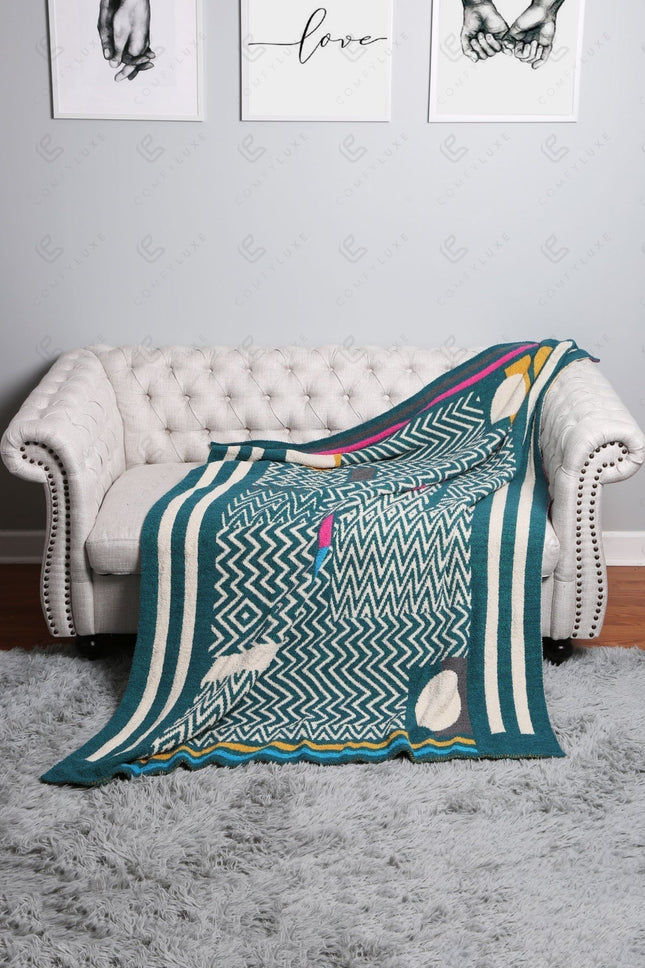 Ultra-Soft Geometric Fleece Throw Blanket 50×60 | 100% Polyester Microfiber, Warm Decorative Couch & Bed Throw