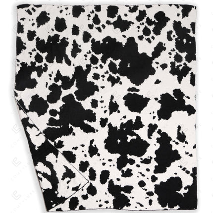 Cow Print Fleece Throw Blanket – Ultra-Soft Microfiber Plaid in Black or Coffee – 50"x60"