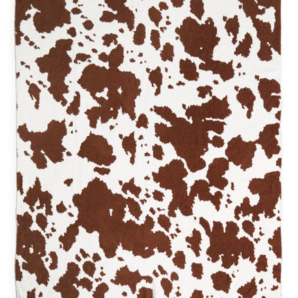 Cow Print Fleece Throw Blanket – Ultra-Soft Microfiber Plaid in Black or Coffee – 50"x60"